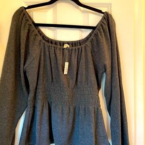 Madewell square neck smocked top.